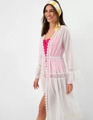 Lace Midi Kaftan White