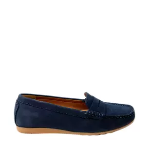 Gia Classic Leather Moccasin - Navy