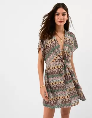 Crochet Mini Kaftan Natural