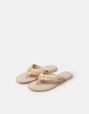 Mother of Pearl Embellished Flip Flops Ivory