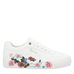 Floral Lace Up Sneaker - White