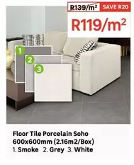 Floor Tile Porcelain Soho 600x600mm