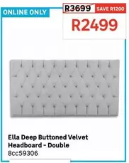 Ella Deep Buttoned Velvet Headboard-Double