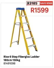 Rise 6 Step Fibergss Ladder 180CM 150KG