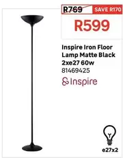 Inspire - Iron Floor Lamp Matte Black 60w