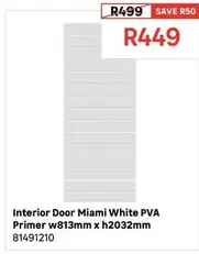 Interior Door Miami White PVA Primer W813mm X H2032mm