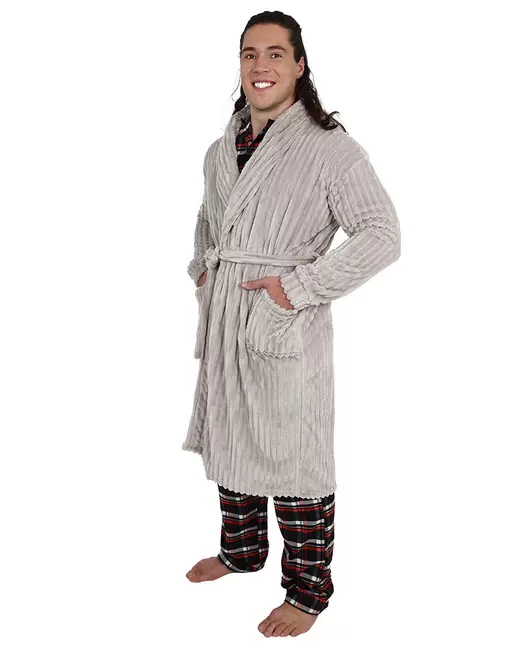 Grey Textured Fleece Gown