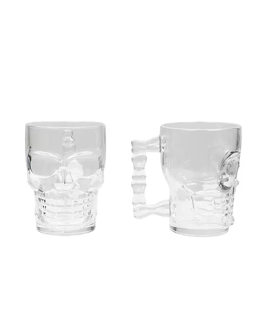 Clear 2 Pack Aztek Inspired Beer Mugs 500ml
