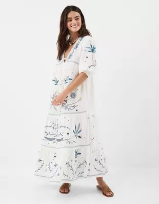Celestial Embroidered Maxi Dress Ivory
