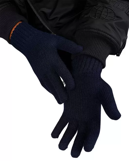Navy Classic Knitted Gloves