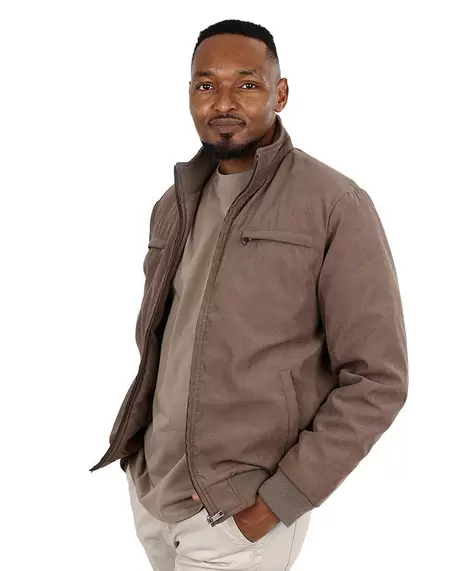 Taupe Moss Twill Harrington Zip Up Jacket