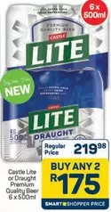 CASTLE - Lite or Draught Premium Quality Beer
