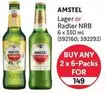 Amstel - Lager or Radler NRB 6 x 330 ml (392160; 392292)