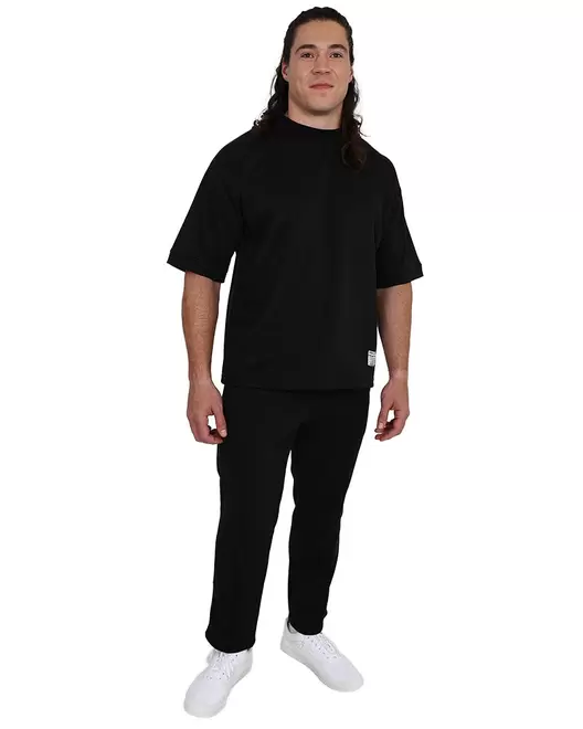 Black Pintuck Straight Leg Pique Active Pants