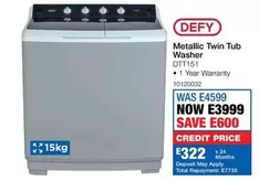 Defy - Metallic Twin Tub Washer DTT151