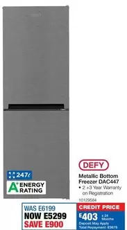 Defy - Metallic Bottom Freezer DAC447