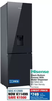 Hisense - Black Bottom Freezer With Water Dispenser HD708MI-WD