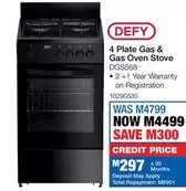 Defy - 4 Plate Gas & Gas Oven Stove DGS568