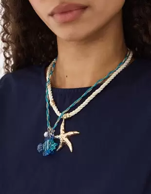 2-Pack Starfish Cord Pendant Necklaces