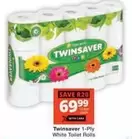 Twinsaver - 1-Ply White Toilet Rolls