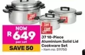 J7 10-Piece Aluminium Solid Lid Cookware Set