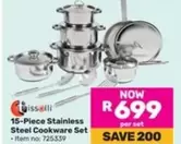 15-Piece Stainless Steel Cookware Set