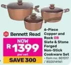 6-Piece Copper and Rock OR Slate & Stone Forged Non-Stick Cookware Set