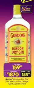 Gordon's -  London Dry Gin/ Pink Berry/Sunset Orange Spirit Aperitif 750ml