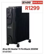 Alva - Oil Heater 11 Fin Black 2500W