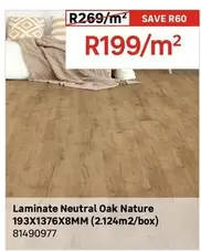 Laminate Neutral Oak Nature 193X1376X8MM (2.124m2/box)