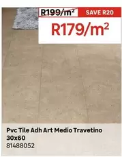 Pvc Tile Adh Art Medio Travetino 30x60