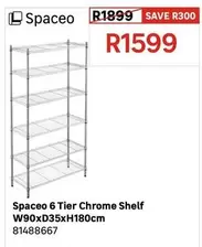 Spaceo - Tier Chrome Shelf W90xD35xH180cm