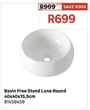 Basin Free Stand Lune Round 40x40x15,5cm