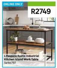 Lifespace - Rustic Industrial Kitchen Island Work Table