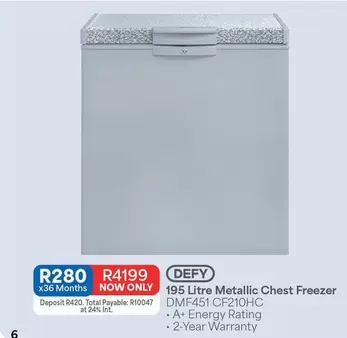 Defy - 195 Litre Metallic Chest Freezer DMF451 CF210HC