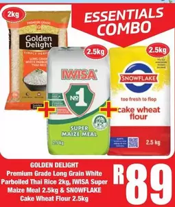 Essentials - Premium Grade Long Grain White Parboiled Thai Rice & Super Maize Meal & Cake Wheat Flour