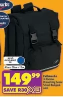 3-Division Drawstring Senior School Backpack