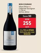 Bon Courage - Inkora Shiraz or Cabernet Sauvignon 1 x 750 ml (107544; 89144)