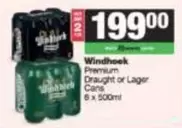Windhoek - Premium Draught or Lager Cans