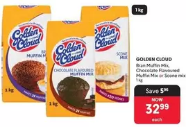 Golden Cloud - Bran Muffin Mix, Chocolate Flavoured Muffin Mix or Scone Mix