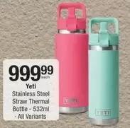 Stainless Steel Straw Thermal Bottle - 532ml