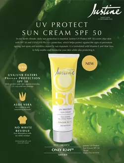 Justine catalogue | Justine UV Protection Sun Cream SPF 50 | 2025-12-01T00:00:00.000Z - 2025-12-31T00:00:00.000Z