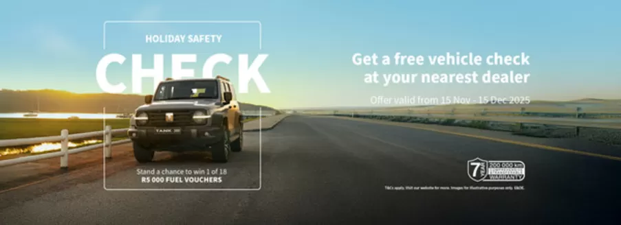 GWM catalogue in Boksburg | Holiday Safety Check | 2025-12-09T00:00:00.000Z - 2025-12-15T00:00:00.000Z