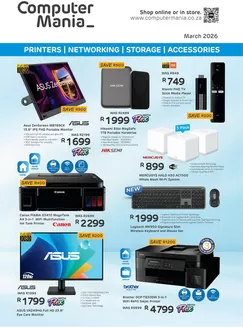 Computer Mania catalogue in Boksburg | Computer Mania Printer, Networking, Storage & Accessories | 2026-03-02T00:00:00.000Z - 2026-03-31T00:00:00.000Z