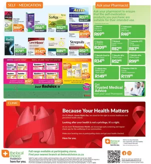 The Local Choice Pharmacy catalogue in Camperdown | Great discounts on selected products | 2026-03-10T00:00:00.000Z - 2026-03-31T00:00:00.000Z