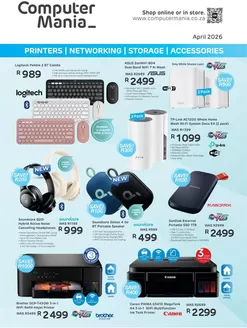 Computer Mania catalogue in Secunda | Computer Mania Printers, Networking, Storage, Accessories | 2026-04-02T00:00:00.000Z - 2026-04-30T00:00:00.000Z