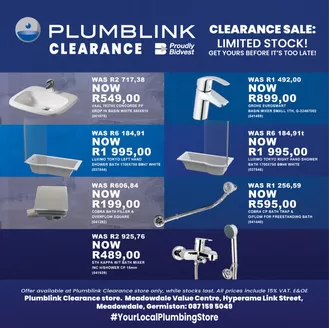Plumblink catalogue | Clearance Sale | 2026-04-07T00:00:00.000Z - 2026-04-21T00:00:00.000Z