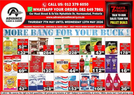 Advance Cash n Carry catalogue in Bloemfontein | Advance Cash n Carry weekly specials | 2026-05-07T00:00:00.000Z - 2026-05-13T00:00:00.000Z