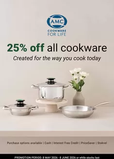 AMC Cookware catalogue | 25% off all cookware | 2026-05-14T00:00:00.000Z - 2026-06-08T00:00:00.000Z