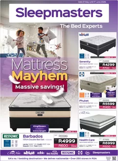 Sleepmasters catalogue | Mattress Mayhem Massive Savings! | 2026-05-22T00:00:00.000Z - 2026-06-17T00:00:00.000Z